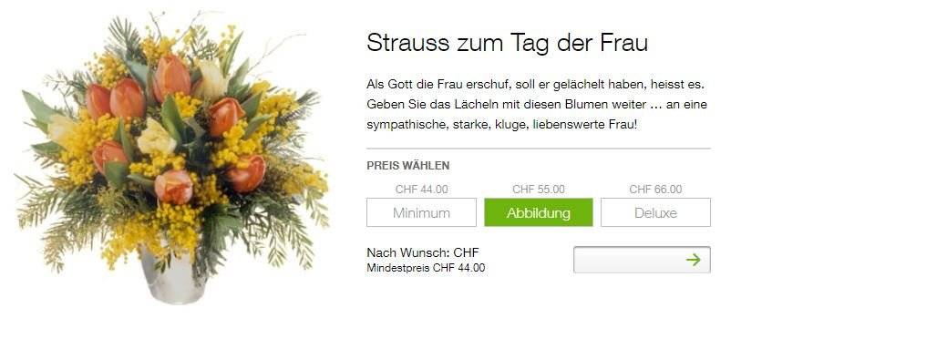 Ein Strauss zum Tag der Frau - damit wirbt Fleurop. (Bild: Printscreen/Fleurop)