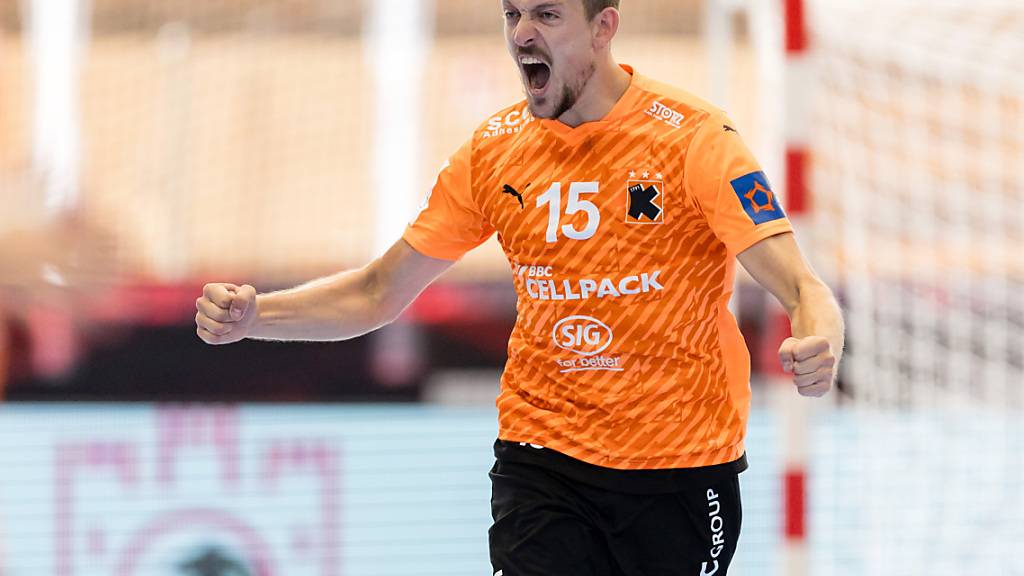 Kadetten Schaffhausens Marvin Lier ist in Feierlaune (Archivbild)