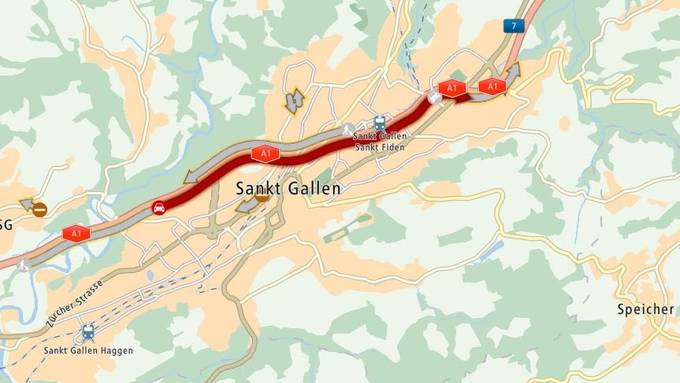 Unfall auf der St.Galler Stadtautobahn