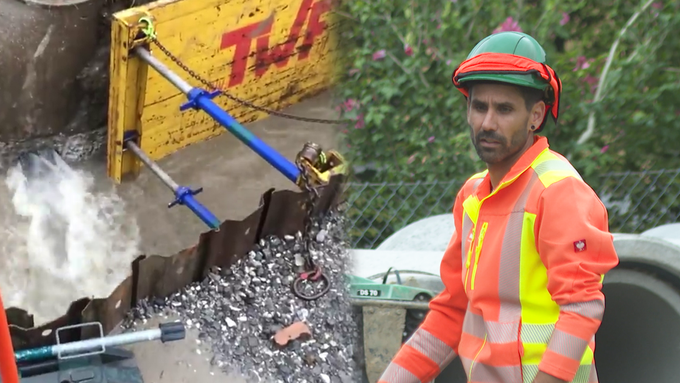 Ostschweizer Bauarbeiter kämpfen mit Regenmassen