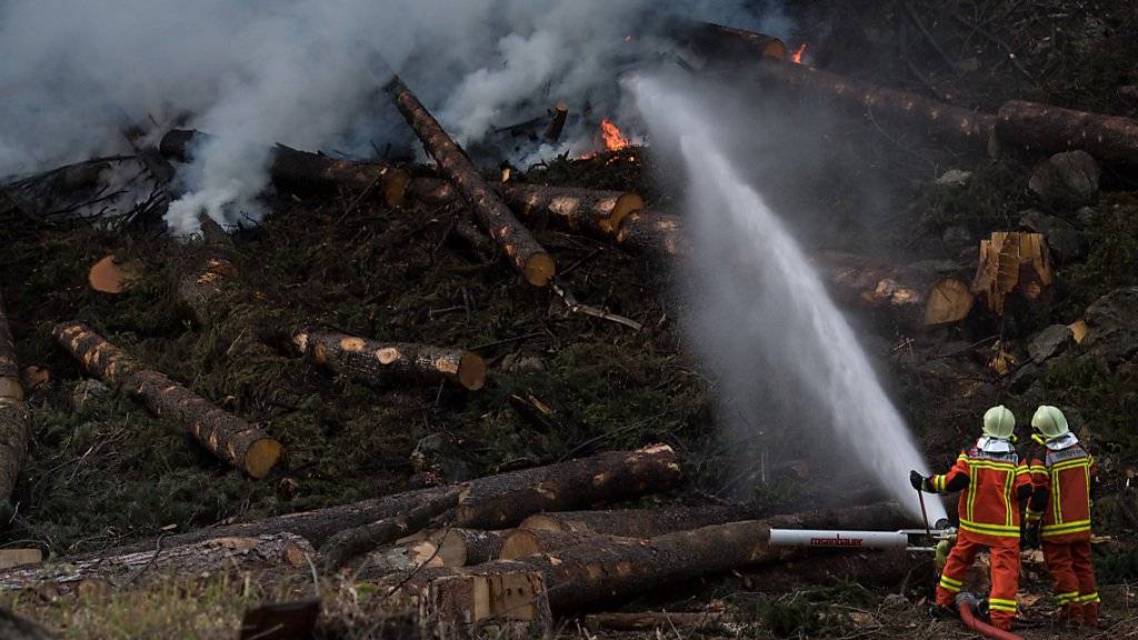 Wer unvorsichtig feuert, kann so etwas verursachen: Waldbrand bei Faido TI im April 2017. (Archiv)