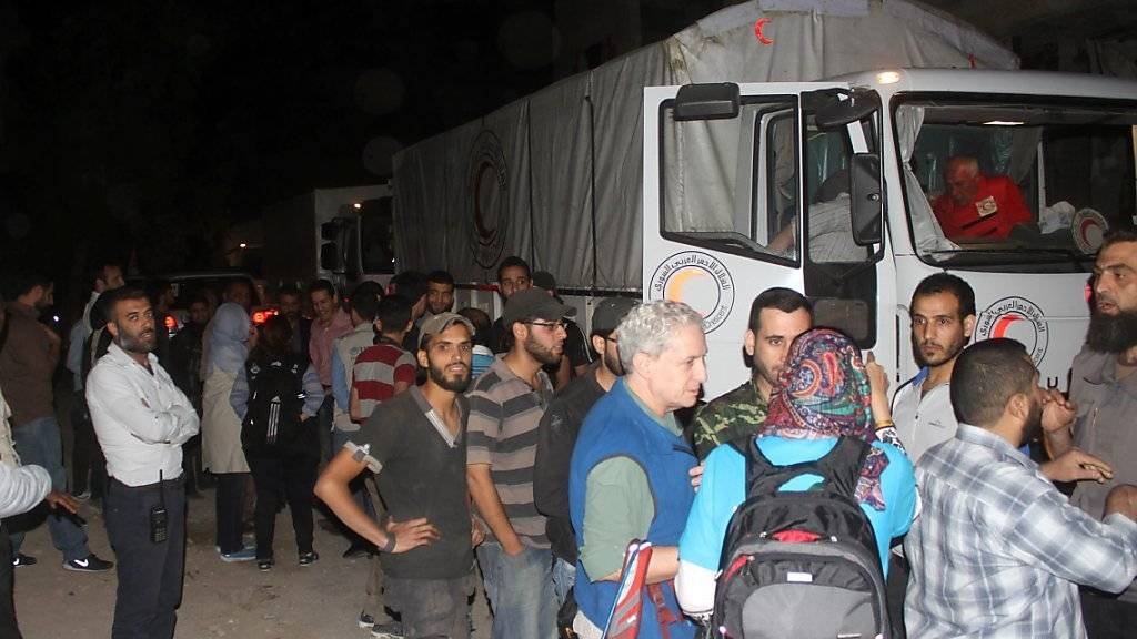 Ankunft des Hilfskonvois in Daraja.