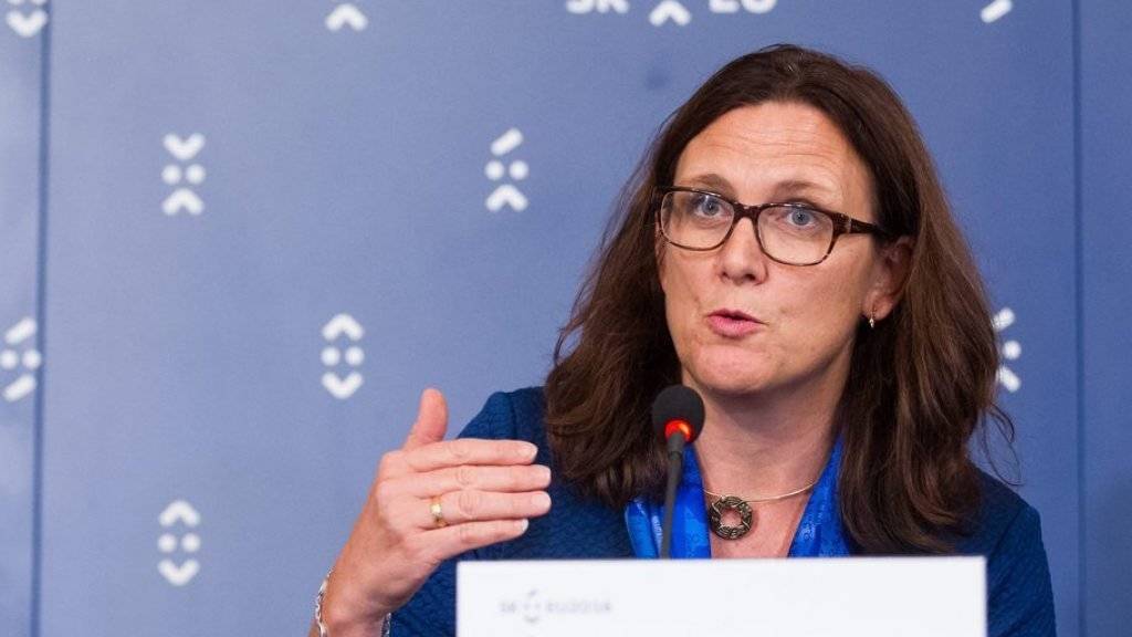 EU-Handelskommissarin Cecilia Malmström bei ihrer Medienkonferenz in Bratislava.