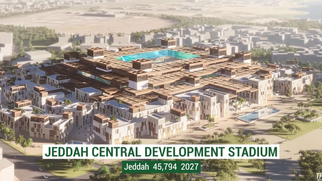 The Jeddah Central Development Stadium will have a capacity of approximately 46,000 seats.