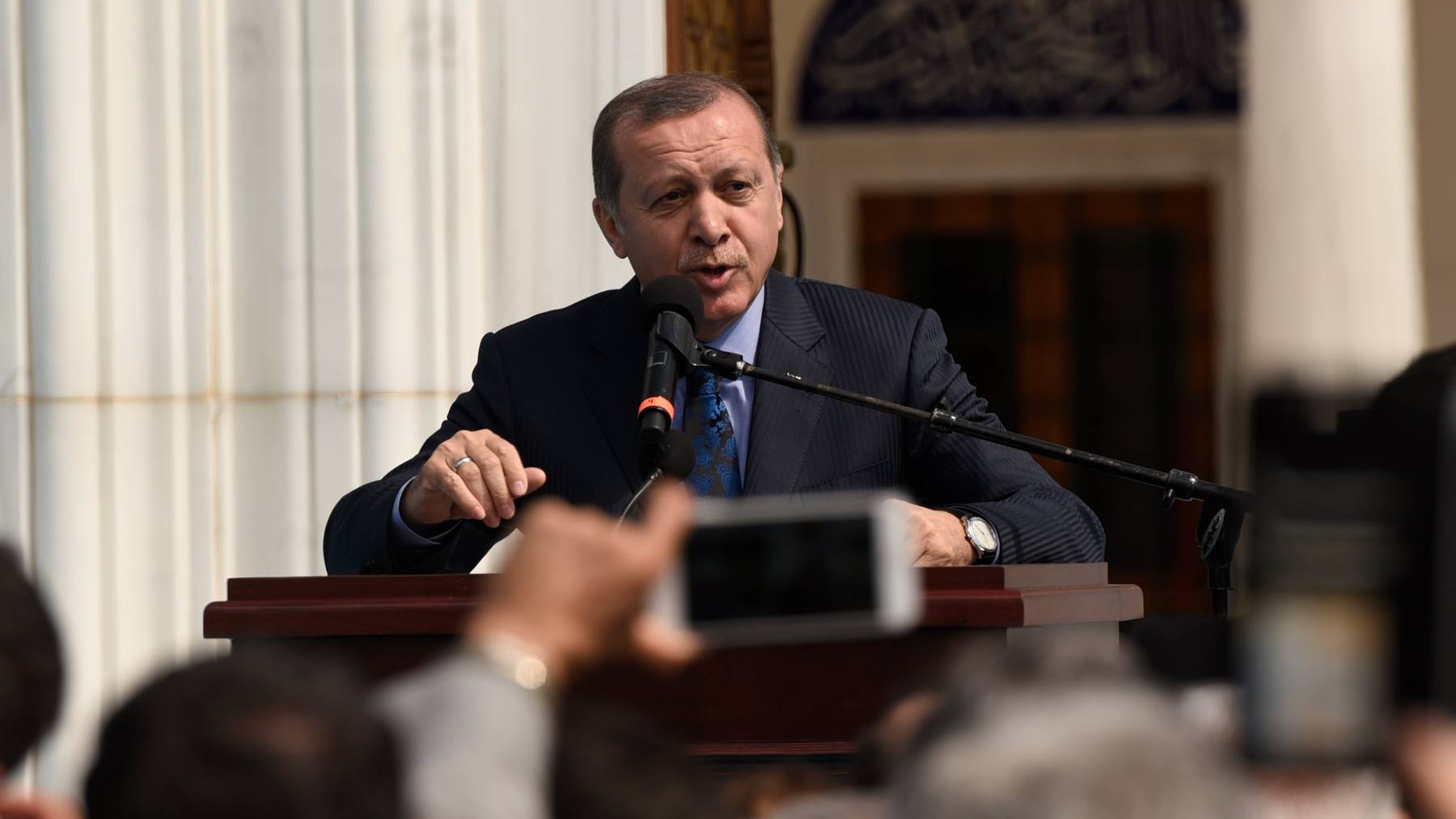 Der türkische Präsident Erdogan bei der Eröffnung eines Diyanet-Zentrums in den USA. Auch die fragliche Moschee in Lausanne operiert unter dem Dach der staatlichen Religionsbehörde.