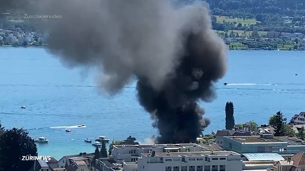 Brand im Hafen von Meilen