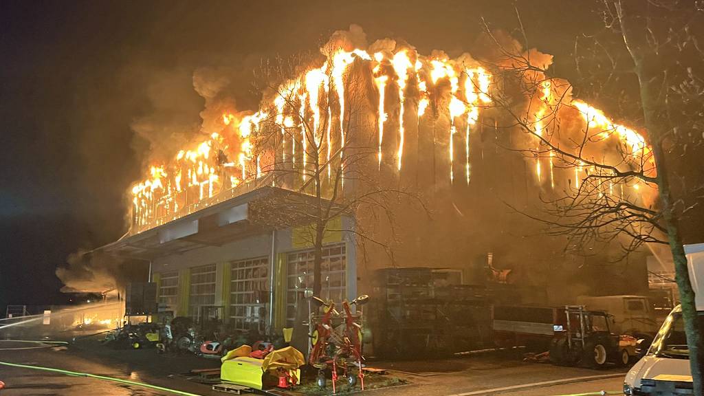 Das Feuer zerstörte das Industriegebäude.