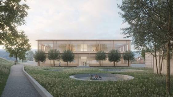 So soll die neue Doppelhalle des Gymnasium Thun aussehen.