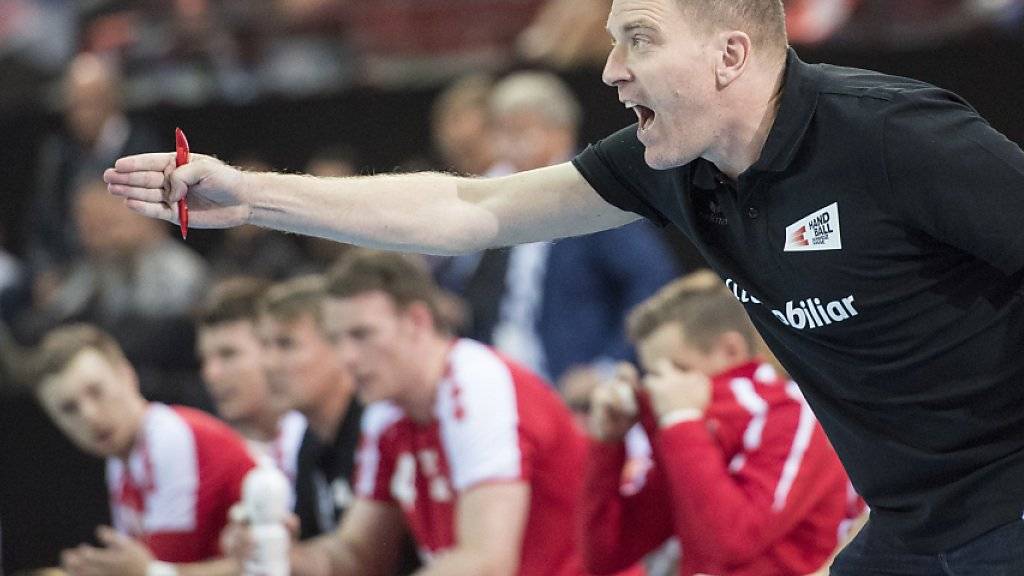 Handball-Nationaltrainer Michael Suter wie man ihn kennt: mit vollem Einsatz