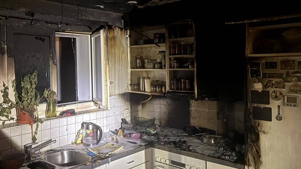 Die Feuerwehr der Stadt Schaffhausen löschte den Brand in einer Küche nach Angaben der Polizei rasch.