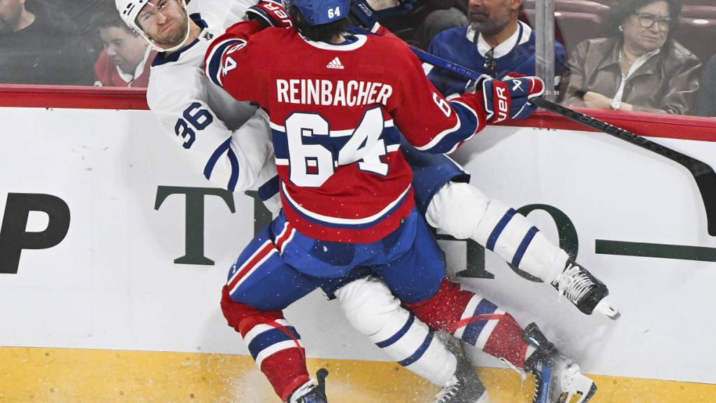 David Reinbacher in einem NHL-Vorbereitungsspiel mit den Montreal Canadiens