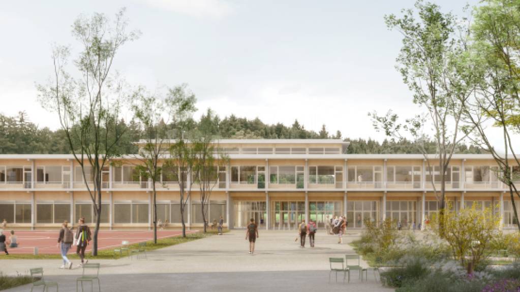 So soll der Neubau bei der Kantonsschule Reussbühl dereinst aussehen. (Visualisierung)
