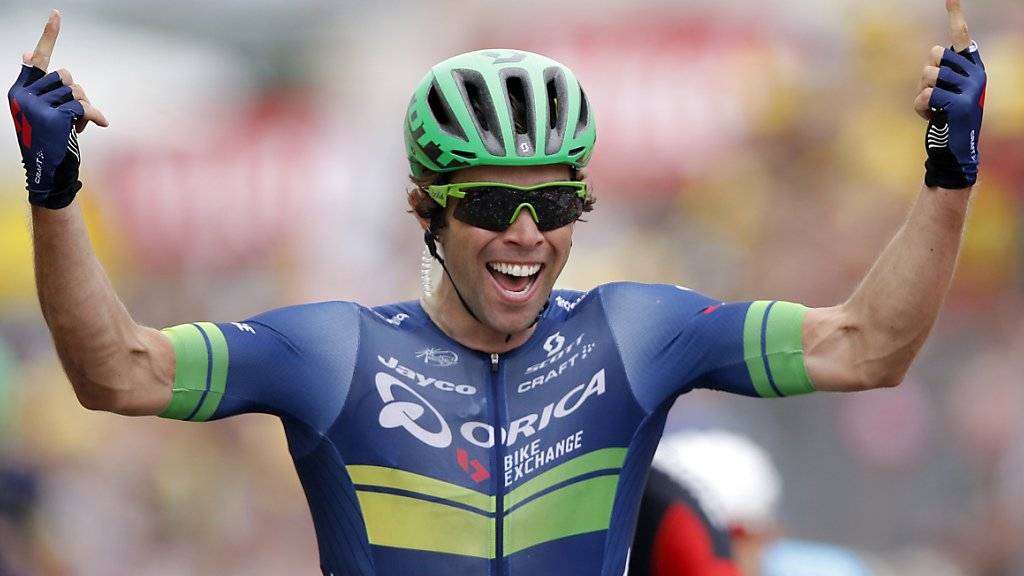 Michael Matthews bejubelt seinen ersten Etappensieg in der Tour de France
