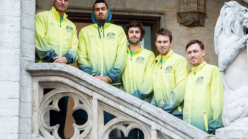 Nick Kyrgios (Zweiter von links) will mit seinen Teamkollegen Australien in den ersten Davis-Cup-Final seit 14 Jahren führen.