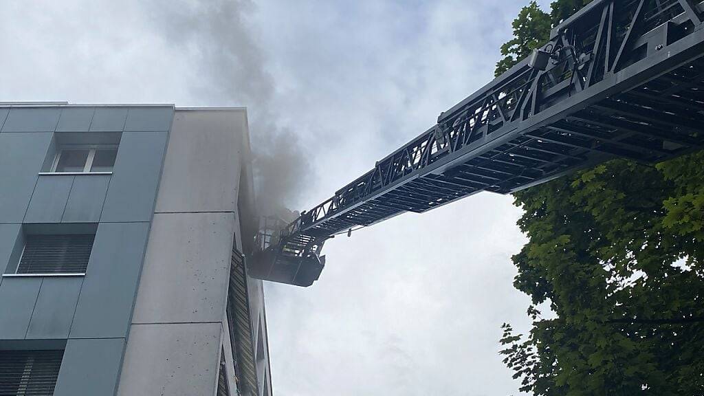 Die Freiwillige Feuerwehr holte die beiden Bewohner mit einer Autodrehleiter aus ihrer Zuger Wohnung im 5. Stock.