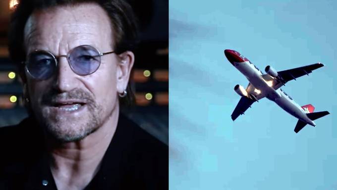 Ein Edelweiss-Flugzeug bei U2 und Kygo