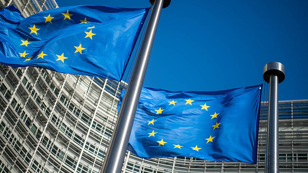 ARCHIV - EU-Flaggen vor dem Sitz der Europäischen Kommission in Brüssel. Foto: Arne Immanuel Bänsch/dpa