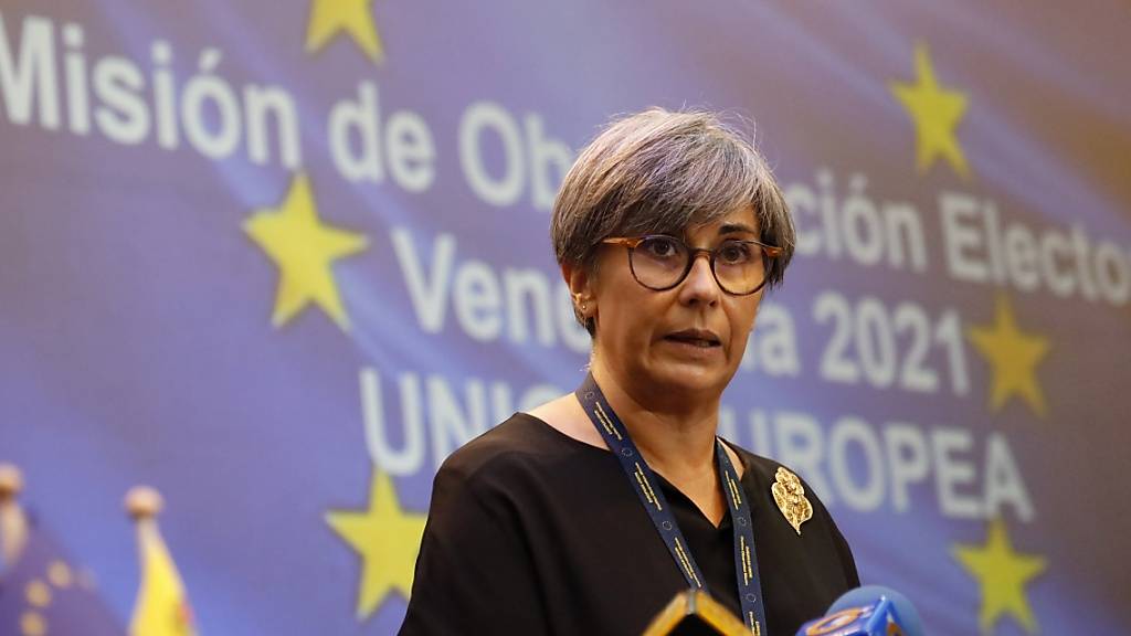 Isabel Santos, Vorsitzende der Wahlbeobachtermission der Europäischen Union in Venezuela, spricht während einer Pressekonferenz nach den Regionalwahlen in Venezuela. Foto: Jesus Vargas/dpa