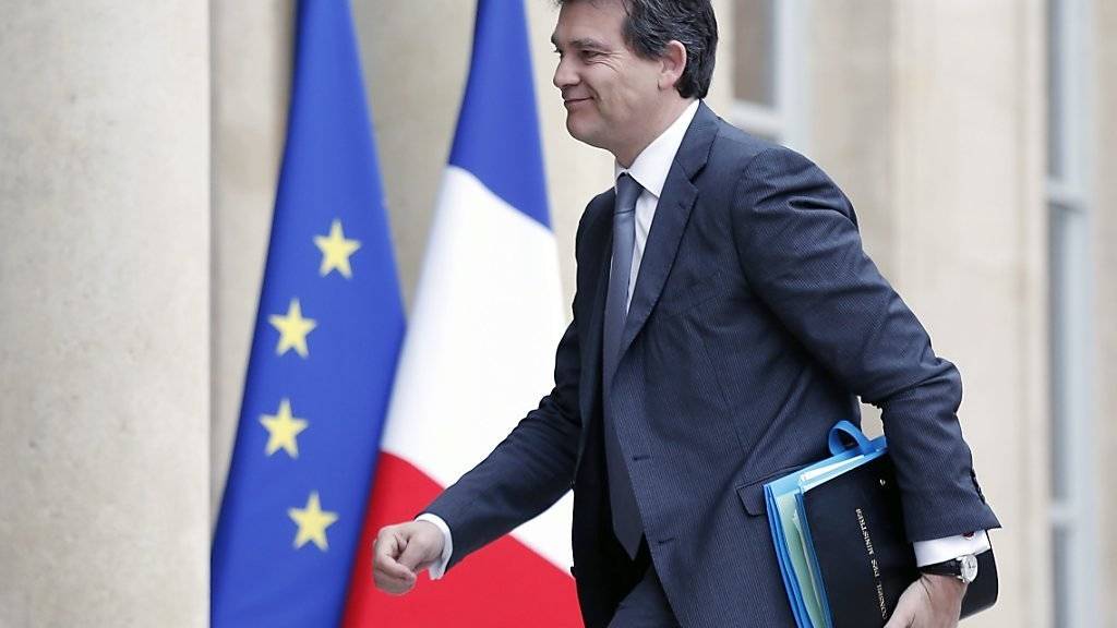 So nah am Ziel ist Arnaud Montebourg noch nicht: Hier vor dem Eingang zum Elysée-Palast, dem Amtssitz des französischen Präsidenten in Paris. (Aufnahme vom Mai 2014, als er noch Minister war)