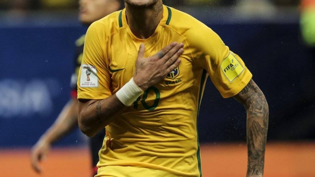 Neymar jubelt nach seinem Siegtreffer