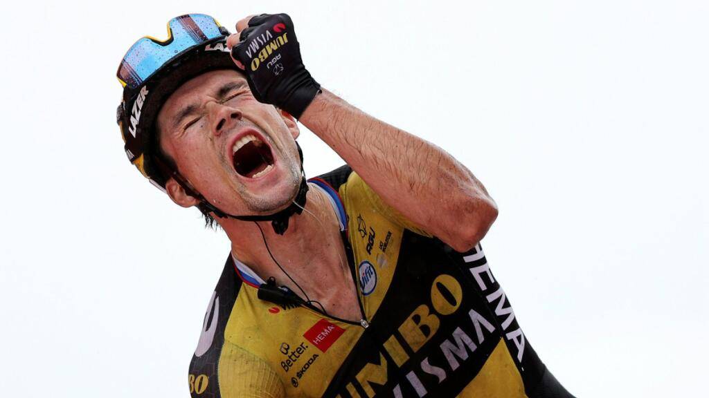 Schreit seine Freude heraus: Primoz Roglic ist wieder Vuelta-Leader