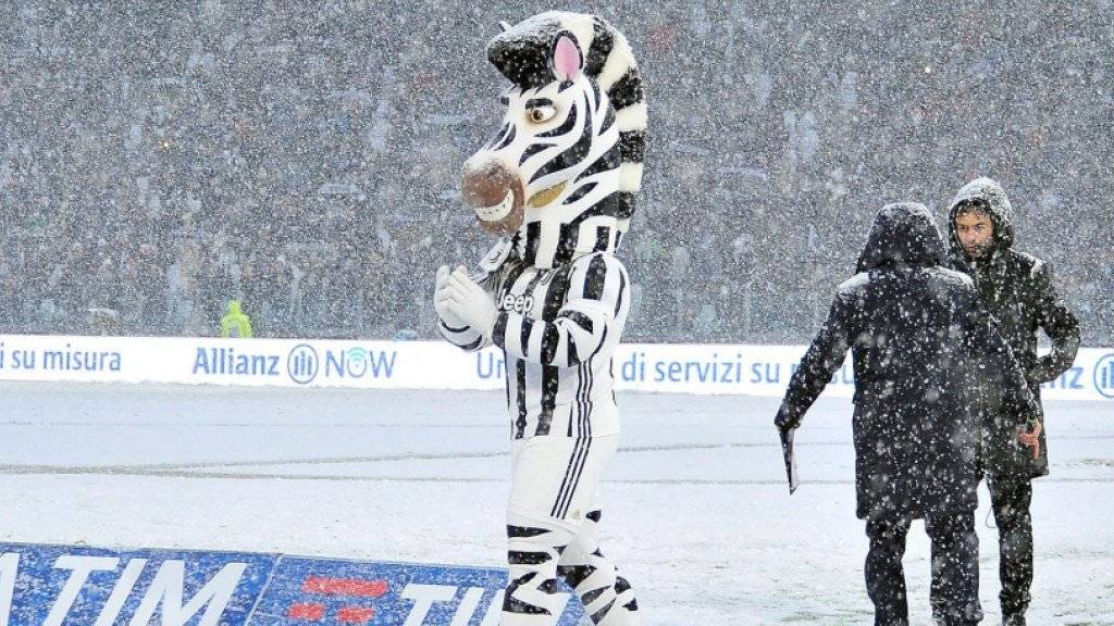 Schneefall in Turin verhinderte die Austragung der Partie zwischen Juventus Turin und Atalanta Bergamo