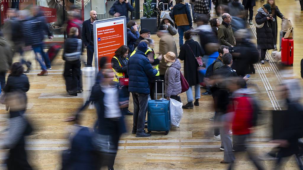 Mit der zunehmenden Bevölkerungszahl steigt auch die Auslastung der Infrastruktur: Passagiere am Genfer Bahnhof. (Themenbild)