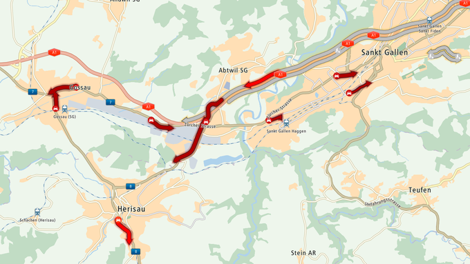 Stau bei Ausfahrt Winkeln