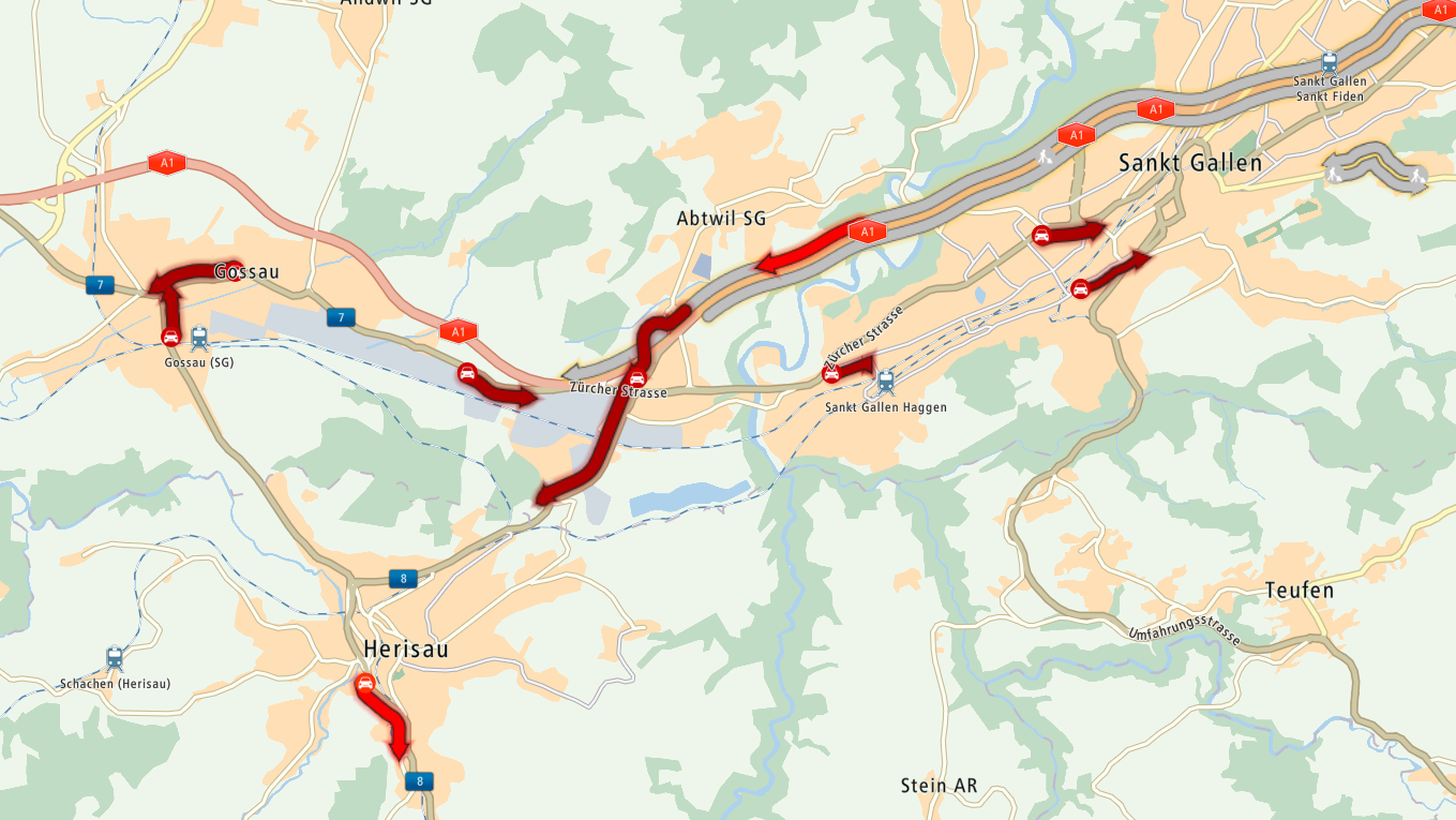 Stau auf dem Winkelstich.