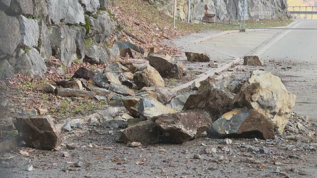 Steinschlag-Situation in Innerthal