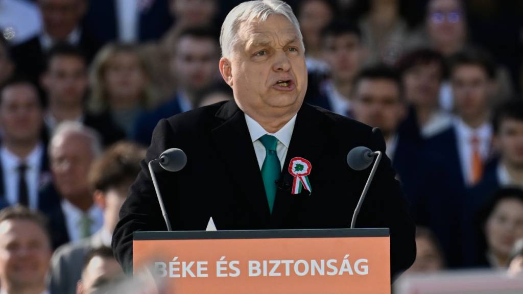 ARCHIV - Ungarns Ministerpräsident Viktor Orban spricht zu seinen Anhängern während einer Demonstration. Foto: Denes Erdos/AP/dpa