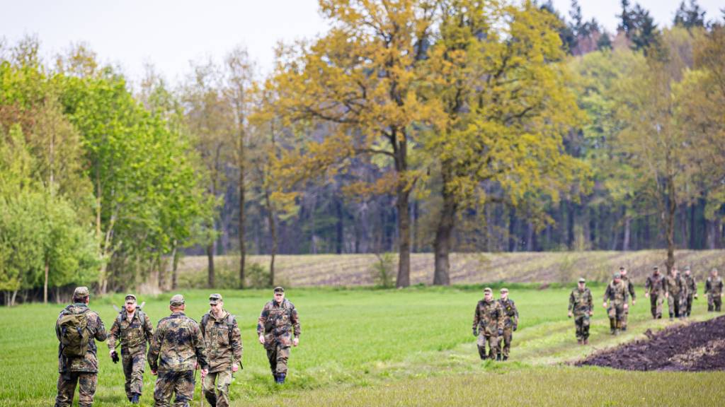 Soldaten der Bundeswehr suchen ein Feld nach dem vermissten Sechsjährigen ab. Foto: Moritz Frankenberg/dpa