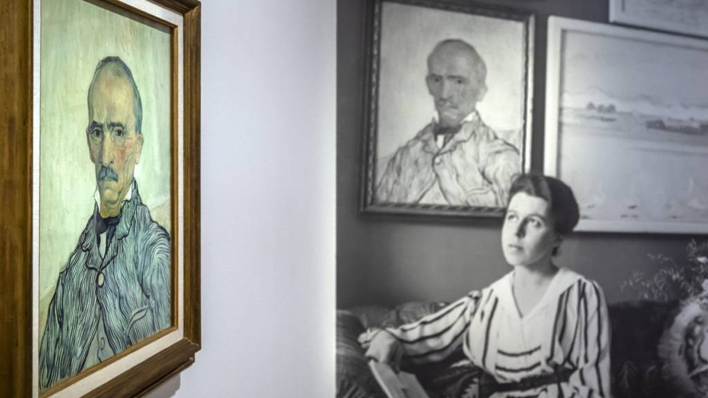 Die Sammlerin Gertrud Dübi-Müller und das von ihr 1907 erworbene «Portrait de Charles-Elzéard Trabuc» von Vincent van Gogh.