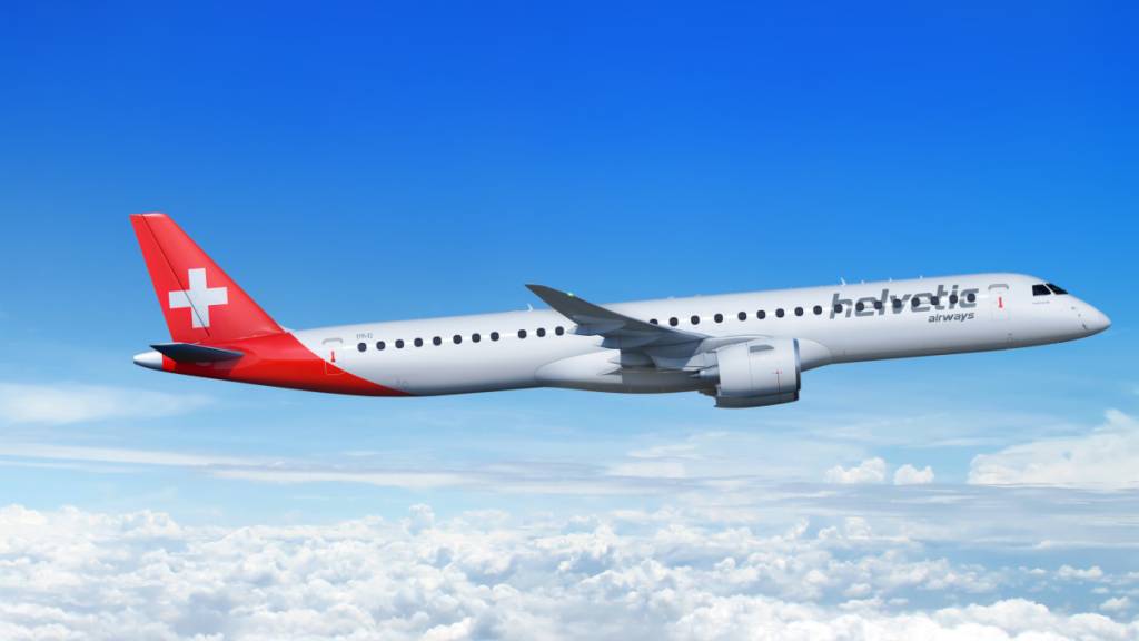 Die Regionalfluggesellschaft Helvetic hat am Mittwoch den Erhalt seines ersten Embraer E195-E2-Jets angekündigt. (Firmenbild)