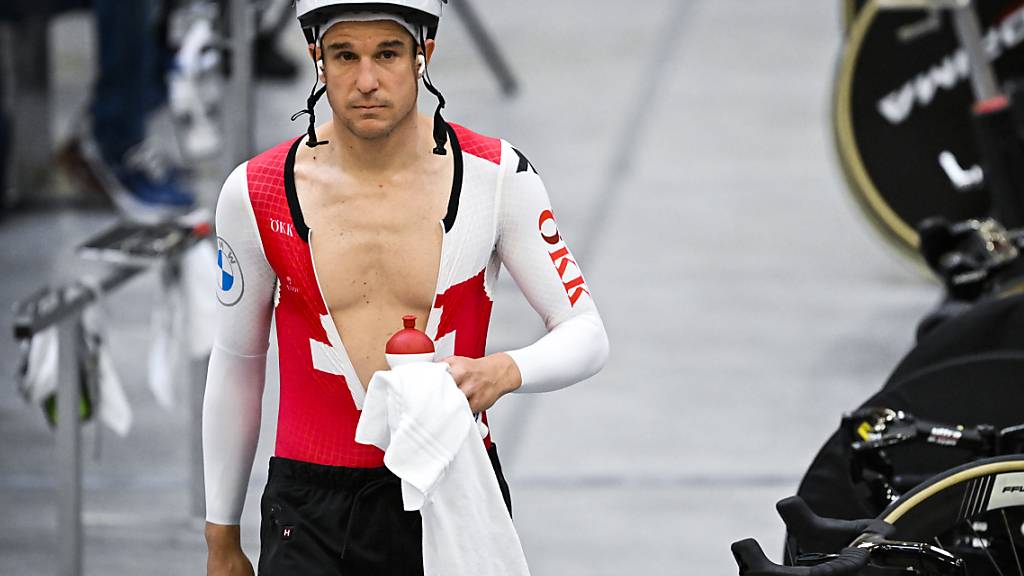 Claudio Imhof, in dieser Aufnahme anlässlich der Bahn-EM in Grenchen im Februar, sorgte mit einem 7. Rang im Ausscheidungsfahren für die beste Schweizer Bahn-Klassierung in Glasgow