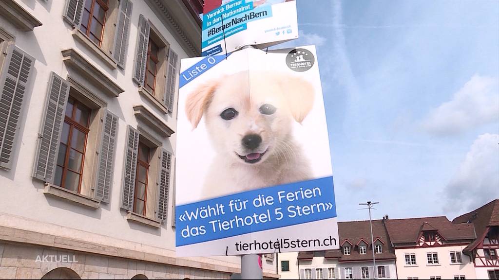 Illegales Wahlplakat wirbt für Tierhotel