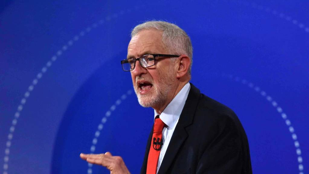 Der britische Oppositionsführer Jeremy Corbyn während der am Freitag vom Sender BBC ausgestrahlten Diskussionsrunde.