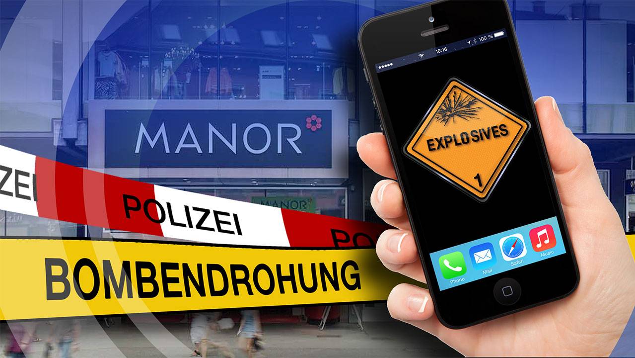 Bombendrohung Manor Baden