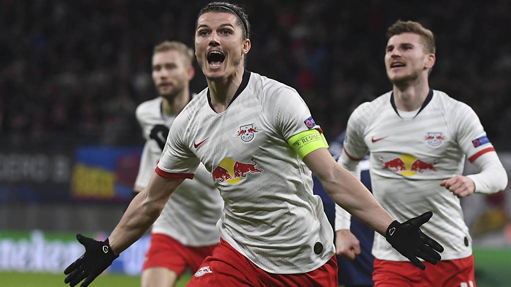 Marcel Sabitzer schiesst für Leipzig Vorjahresfinalist Tottenham ab
