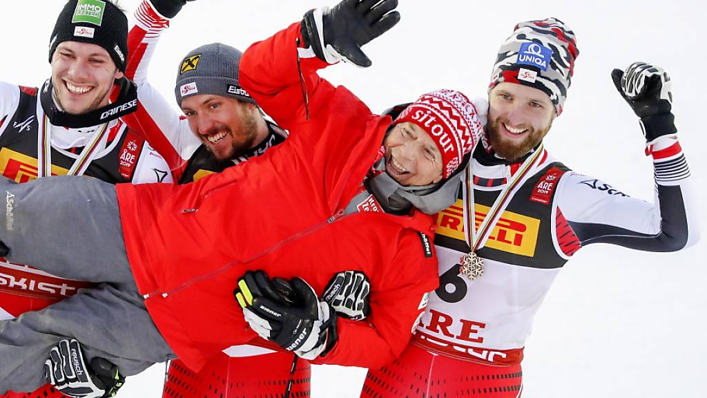 Sonnte sich immer gerne im Glanz seiner erfolgreichen Skifahrer: ÖSV-Präsident Peter Schröcksnadel nach dem dreifachen Slalom-Sieg an der WM 2019 in Are