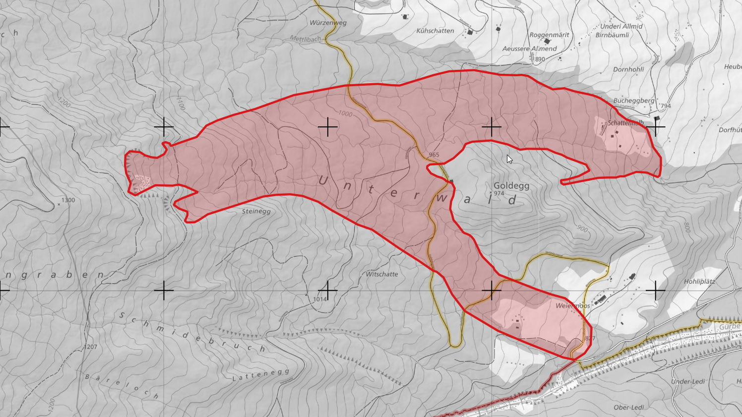 Karte Wattenwil Rutschgebiet
