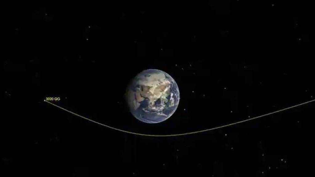 So nah ist am Sonntag der Asteroid 2020 QG der Erde gekommen. Auch erkennbar: Die Gravitation der Erde beeinflusst die Route des kleinen Himmelskörpers. (Nasa)