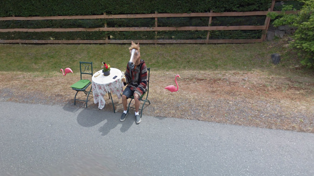 Zwei Stühle, ein Tisch, ein Pferd und zwei Bananen. Niemand weiss genau wieso.