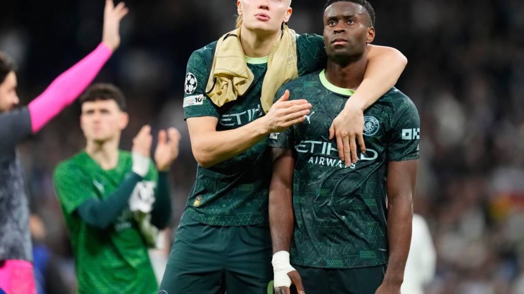 Erling Haaland und Marc Guehi nach der 0:3-Schlappe von Manchester City in Madrid