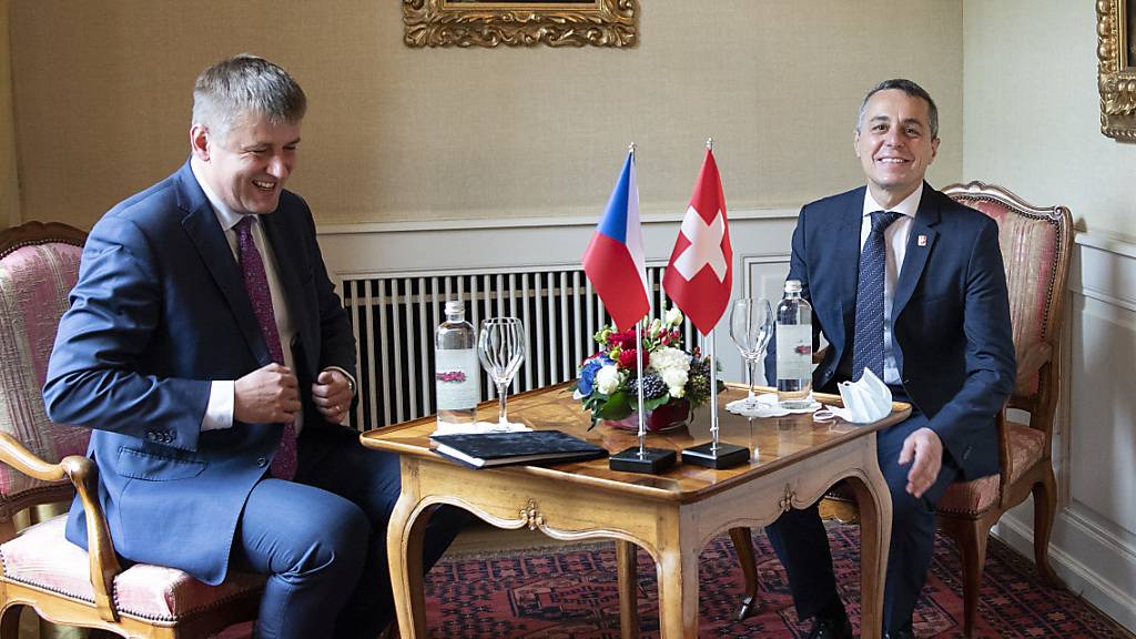 Bundesrat Ignazio Cassis hat am Dienstag den tschechischen Aussenminister Tomas Petricek zu einem Arbeitsbesuch in Bern empfangen. Beide Länder pflegen nach eigenen Angaben ausgezeichnete Wirtschaftsbeziehungen und sind kulturell eng verbunden.
