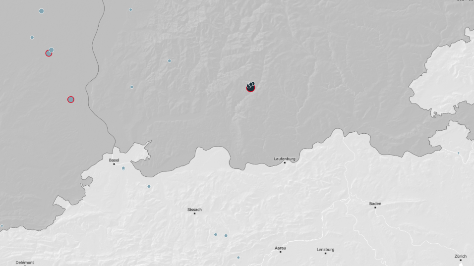 Das Epizentrum des Erdbebens lag rund 18 Kilometer nordwestlich von Laufenburg.