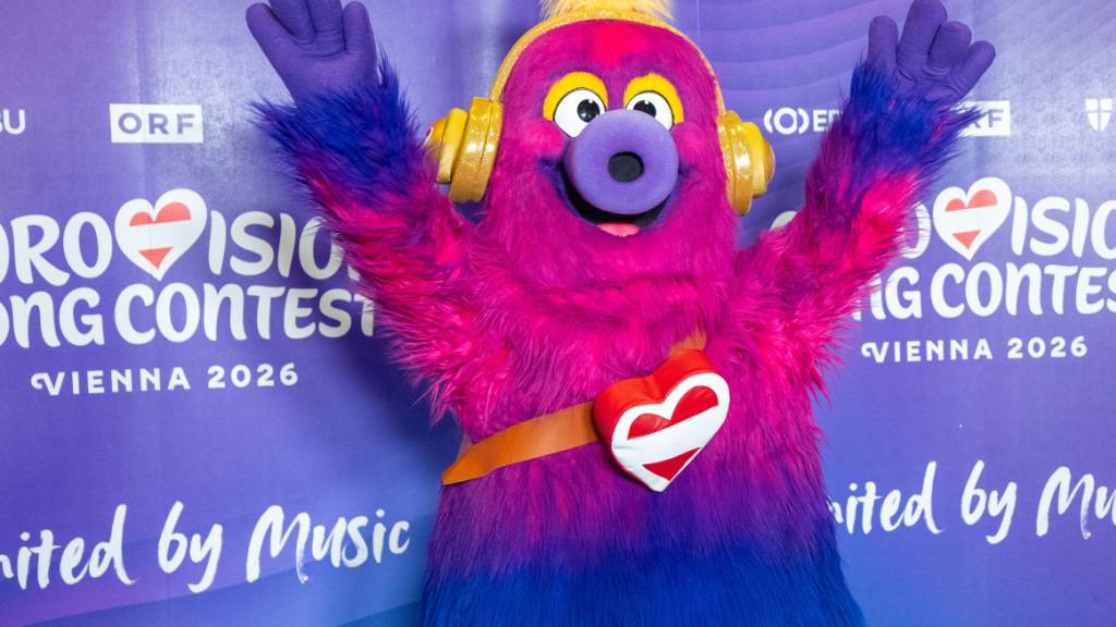 Das ESC-Maskottchen Auri wird im Rahmen eines Pressetermins des ORF zum Eurovision Song Contest (ESC) 2026 vorgestellt. Foto: Georg Hochmuth/APA/dpa