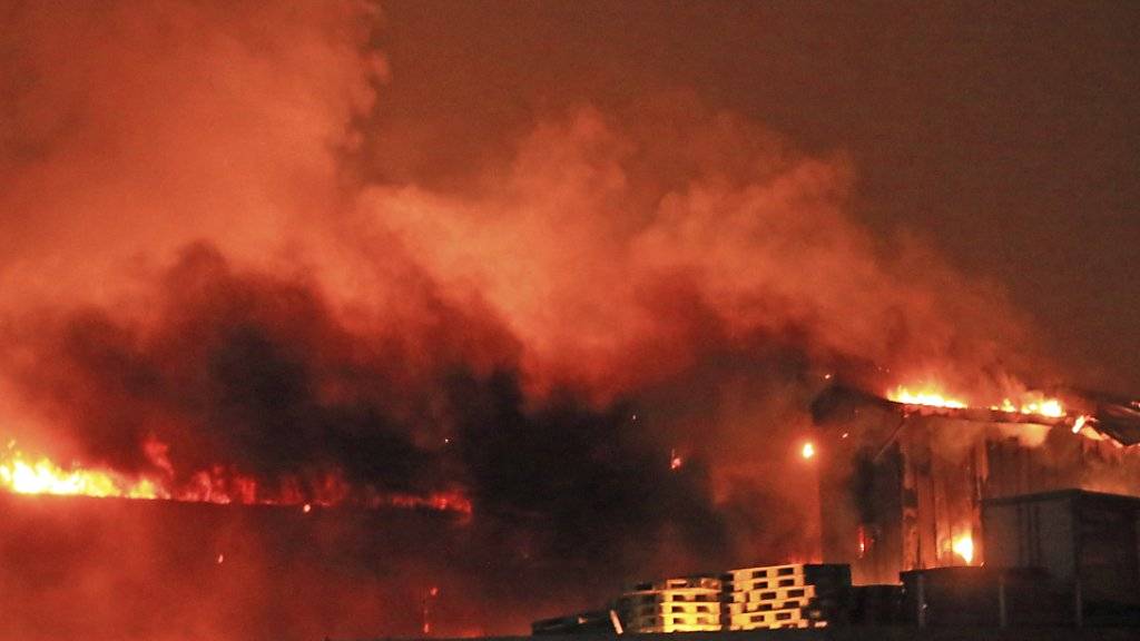 Die Flammen eines riesigen Waldbrandes haben auch auf Teile der Stadt Goseong übergegriffen.