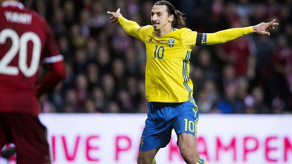 Mit Schweden an der EM 2016 dabei: der Captain und zweifache Torschütze Zlatan Ibrahimovic