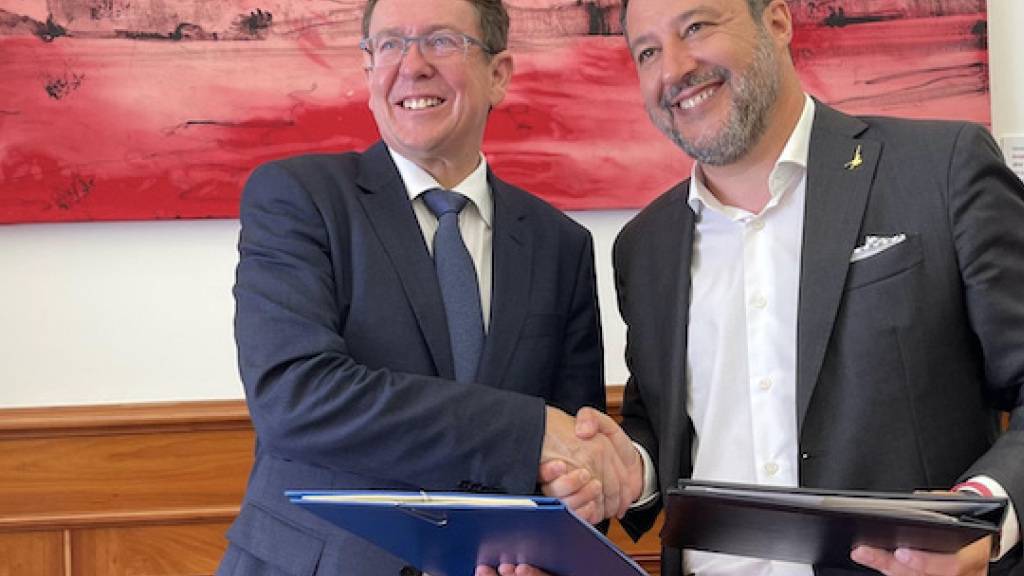 Bundesrat und Verkehrsminister Albert Rösti (links) und sein italienischer Amtskollege Matteo Salvini am Donnerstag in Rom.